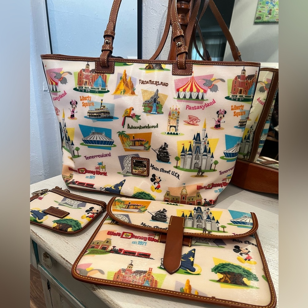 Retro Walt Disney world sooner and Burke set- iPad cover, wristlet and tote bag